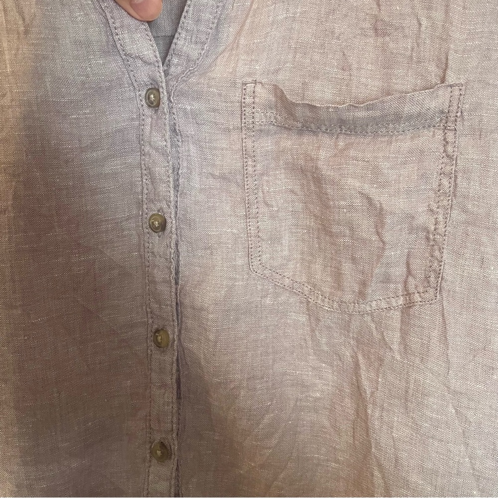 Rachel Zoe 100% Linen Light Purple Short Sleeve Button Up Shirt Blouse Sz Medium - Picture 3 of 6